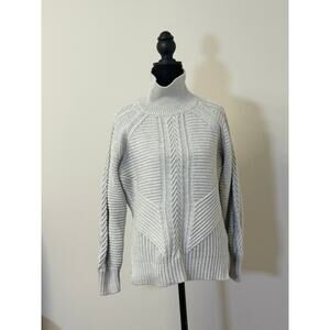 Banana Republic Gray Chunky Cable Knit Ribbed Mock Neck Sweater